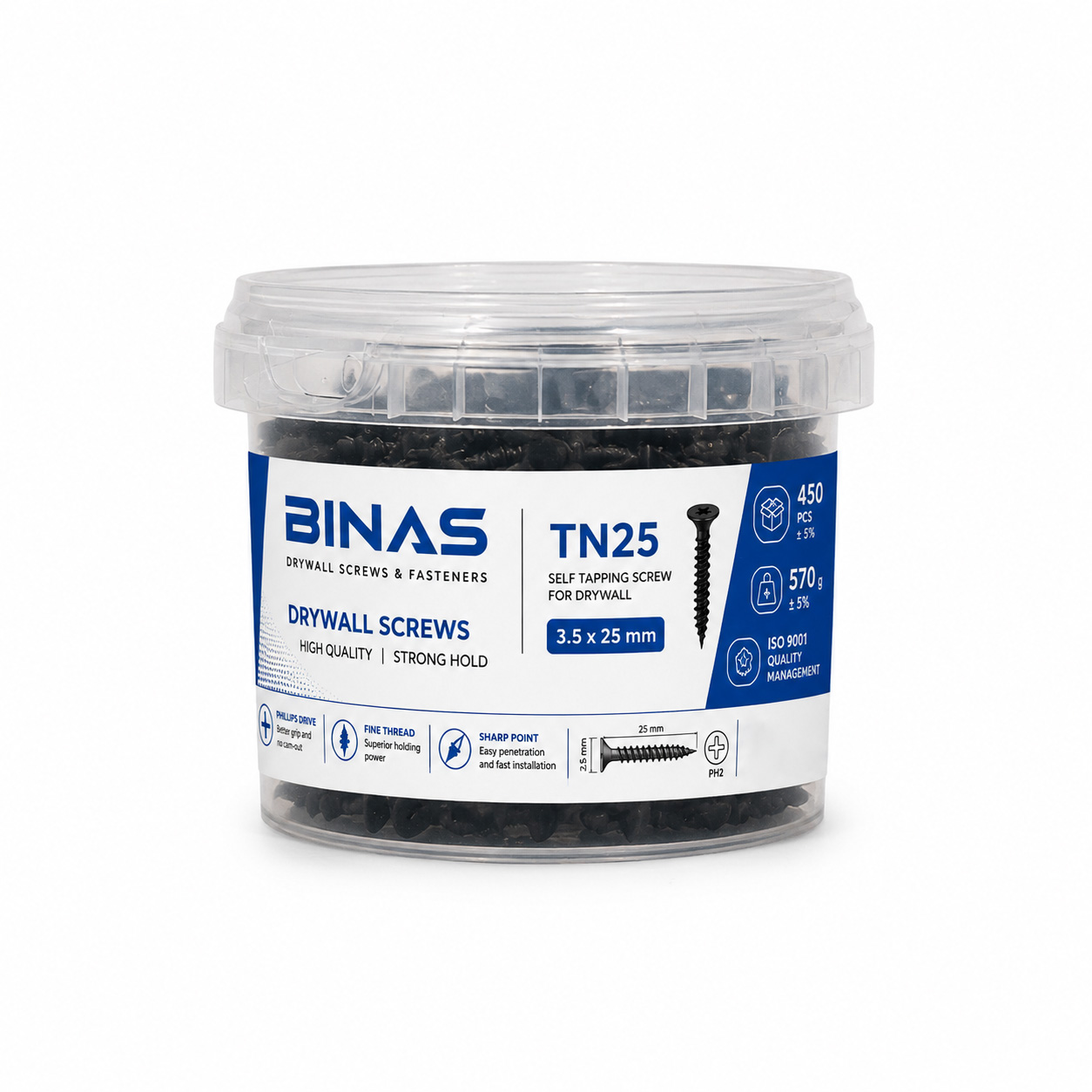 پیچ پانل کناف BINAS مدل TN25 بسته ۴۵۰ عددی